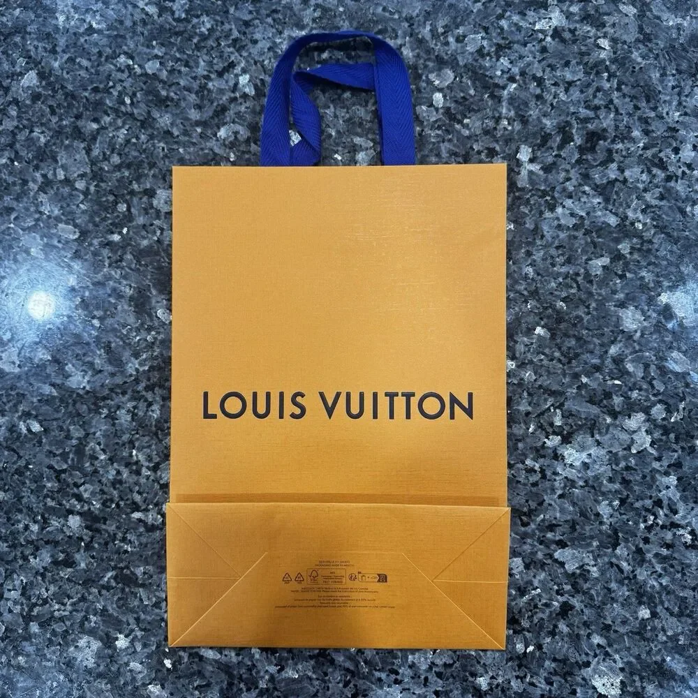 Louis Vuitton Orange Paper Shopping Gift Bag +Receipt Card +Envelope Blank Card
